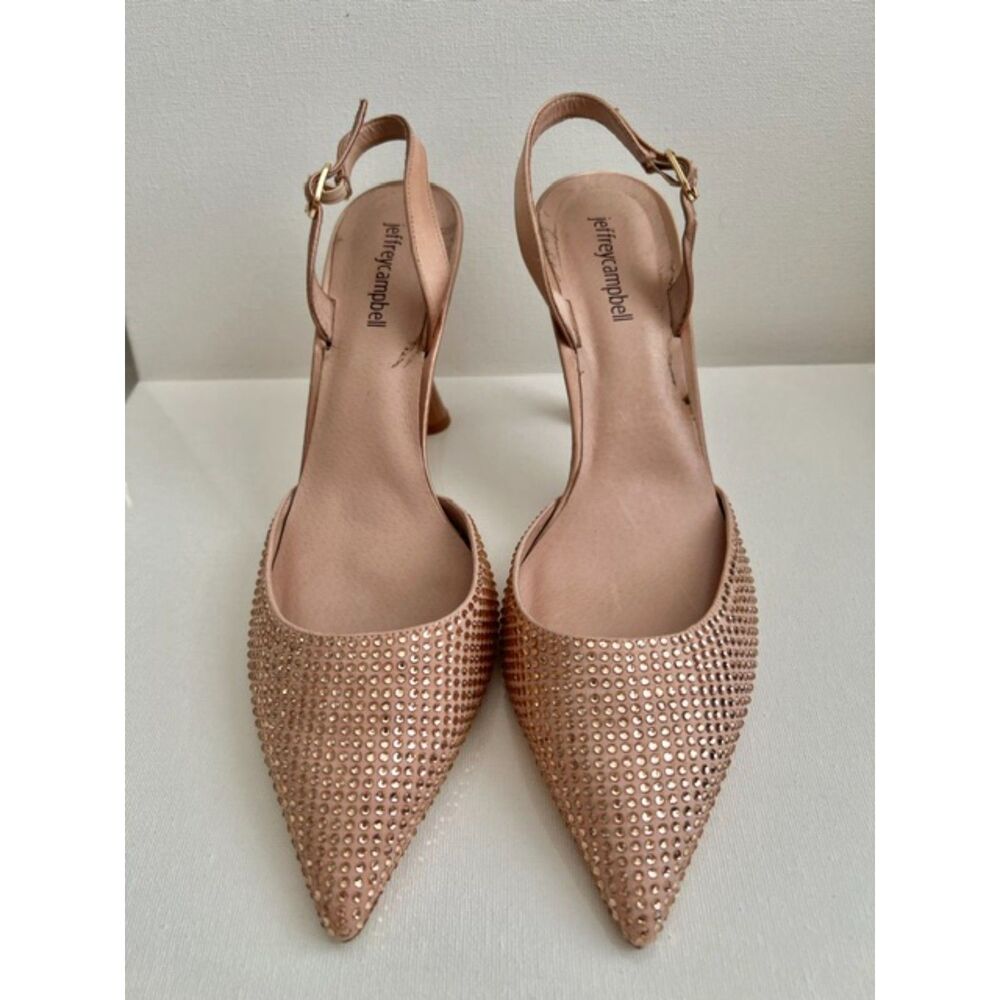 Jeffrey Campbell Zivote Womens Rhinestone Designer Slingback Pumps Blush Sz 10